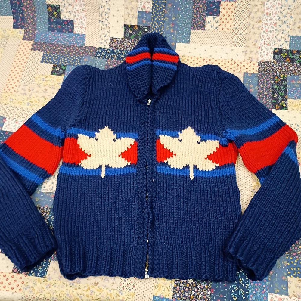 Vintage Cowichan Hockey Sweater Size Small Youth Full Zip Toronto Maple Leafs